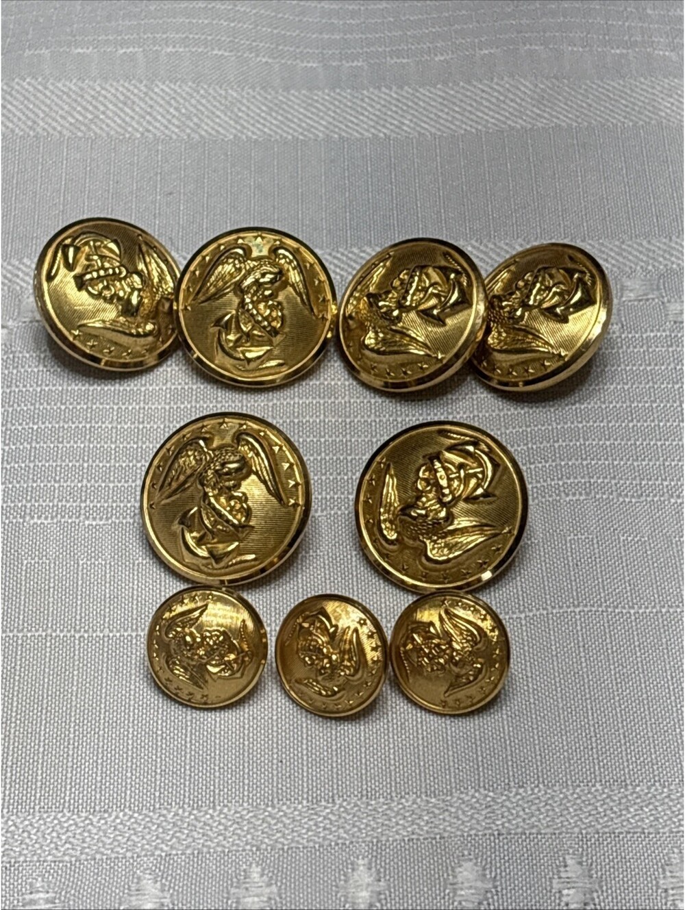 Vintage WB Co Eagle Buttons Stars USA Military Gold tone Anchor Lot 9